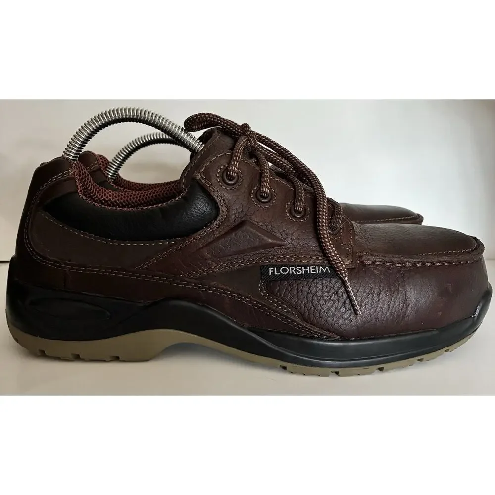NWOT Florsheim Brown Leather Sz 8 1/2 Work Safety Toe Tie Oxford Work Shoe